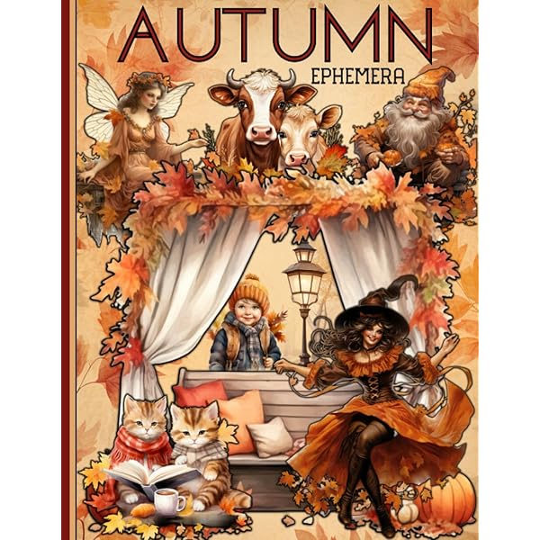 Vintage Fall Junk Journal Pages: One-Sided Decorative Paper